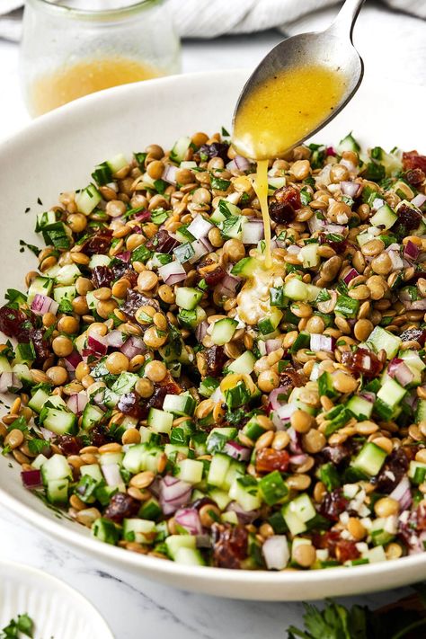 Lentil Mint Salad, Lemony Lentil Salad With Feta, Make Ahead Lentil Salad, Mediterranean Weekly Meal Prep, Farro Lentil Salad, Lentil Cucumber Salad, Lentil Bean Salad, Mexican Lentil Salad, Green Lentils Salad