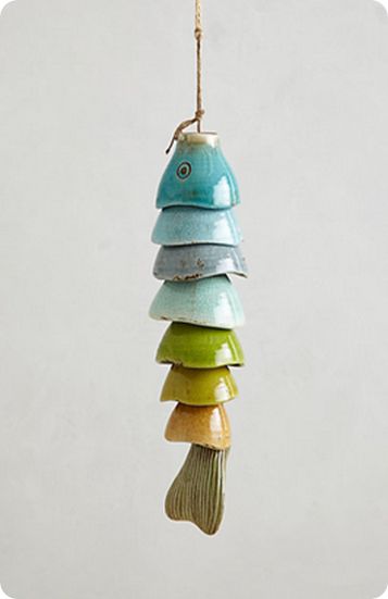 knock this anthropologie wind chime off w/plastic easter egg halves go to site for instructions Diy Keramik, Tanah Liat, Cerámica Ideas, Pinch Pots, Pottery Classes, Ceramics Projects, Bird Feeder, Clay Ceramics, Wind Chime