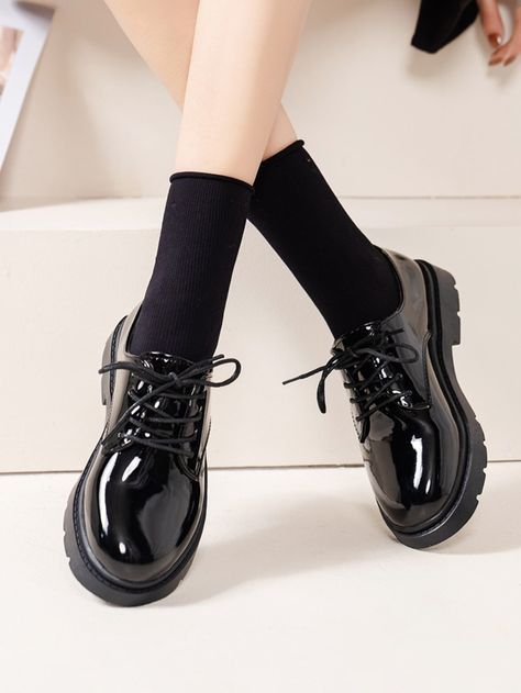 Cute Black School Shoes, Oxford School Shoes, Black School Shoe, School Shoes For Women, Shoes School Aesthetic, Secondary School Shoes, Aesthetic Black Shoes For School, Cute Black Shoes For School, Cute School Shoes Black