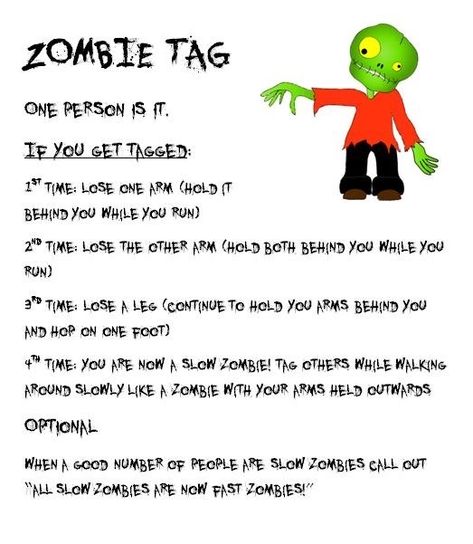 Halloween Gym Games Physical Education, Zombie Tag Game, School Age Games Daycare, Gym Ideas For Kindergarten, Pe Gym Games, Fall Physical Activities For Kids, Outdoor Game Ideas For Kids, Fall Gym Games, Zombie Activities For Kids