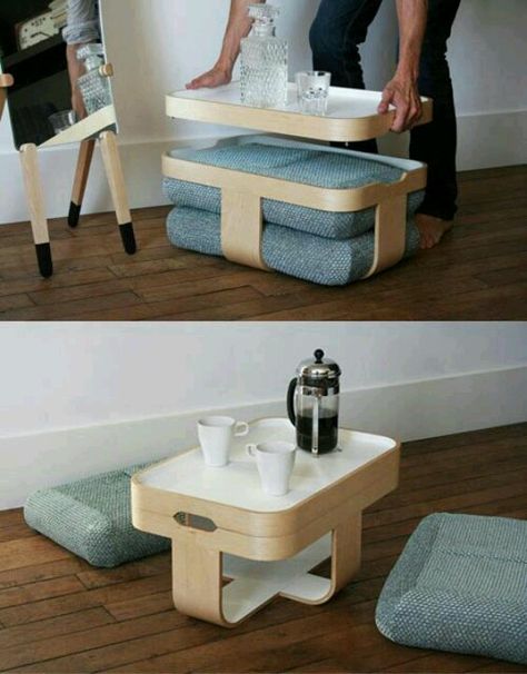 coffee time Dinner Tray, Table For Small Space, Smart Furniture, Design Industrial, Design Del Prodotto, Space Saving Furniture, Small Space Living, Design Case, 인테리어 디자인