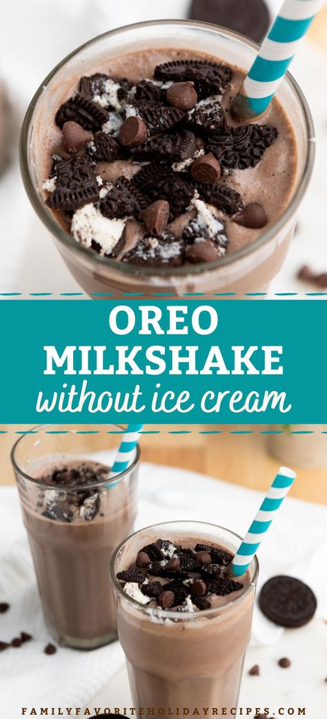 Chocolate Milkshake Recipe No Ice Cream, Oreo Milkshake Without Ice Cream, Easy Chocolate Milkshake Recipe, Milkshake Recipe Without Ice Cream, Ice Cream Milkshake Recipe, Milkshake Without Ice Cream, Oreo Drink, Oreo Smoothie, Oreo Milkshake Recipe