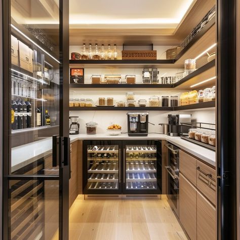 A girl’s allowed to dream!!!! #interiordesign #interior #interiordesigner #interiors #interiordecor #homedecor #interiordesigns #pantry #pantryorganization #pantrydesign House Design Pantry, Minimalistic Pantry, Large Pantry Ideas, Giant Pantry, Pantry Kitchen Ideas, Dream Pantry Walk In Luxury, Modern Pantry Design, Cool Pantry, Luxury Pantry