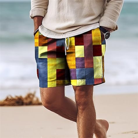 Category:WE-Pants; Season:Summer; Fabric:Polyester; Gender:Men's; Style:Hawaiian,Casual; Elasticity:Micro-elastic; Occasion:Beach,Holiday; Fit Type:Regular Fit; Function:Quick Dry; Waistline:Mid Waist; Pattern:Color Block,Colorful; Design:with Mesh lining,3D Print,Elastic Waist,Drawstring; Pants Type:Swim Shorts,Swim Trunks,Board Shorts; Fly Type:Elasticity,Drawstring; Front page:FF; Listing Date:12/13/2023; Production mode:External procurement; Hips:; Length:; Waist:; Fit US Size:; Fit UK Size: Hawaii Swimwear, Mens Printed Shorts, Summer Hawaii, Printed Pants Style, Hawaii Beach, Retro Men, Mens Boardshorts, Printed Drawstring, Type Of Pants