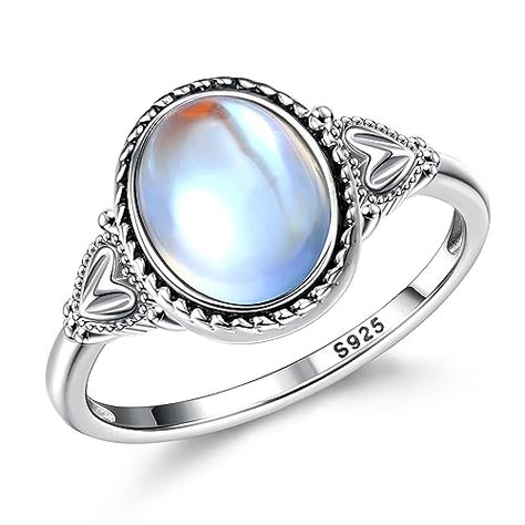 Thunaraz Sterling Silver Mood Rings Moonstone for Women Vintage Handmade Victorian Rings Oval Solitaire Ring 18K White Gold Plated Color Change Mood Rings Womens Jewelry Sterling Silver Mood Ring, Rings Moonstone, Friendship Couple, Oval Solitaire Ring, Mood Rings, Rings Oval, Mood Stone, Mood Ring, Womens Jewelry