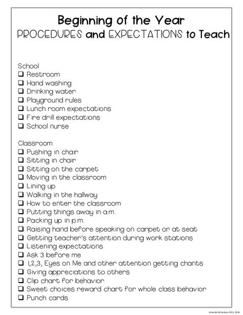 Beginning of year classroom procedures and expectations to teach. This list has it all! Perfect to check off as you cover each! Elementary Discipline Ideas, Classroom Checklist, School Procedures, Teacher Checklist, Teaching Classroom Management, Prek Classroom, First Year Teaching, Classroom Expectations, Classroom Procedures