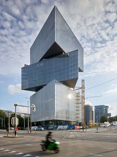 OMA completes Nhow Amsterdam RAI Hotel in Amsterdam Triangle Building, Oma Architecture, Hotel Lounge, Modern Extension, New York Museums, Organic Architecture, Building Facade, Facade Architecture, Modern Buildings