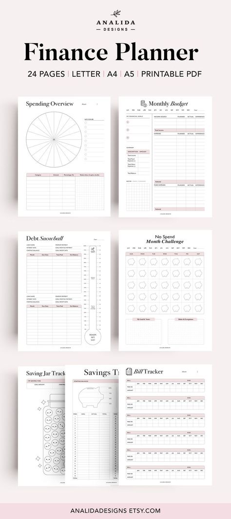 Financial Printables, Finance Budgeting, Finance Journal, Printable Savings Tracker, Debt Payoff Tracker, Track Expenses, Weekly Budget Planner, Planner Writing, A5 Planner Inserts