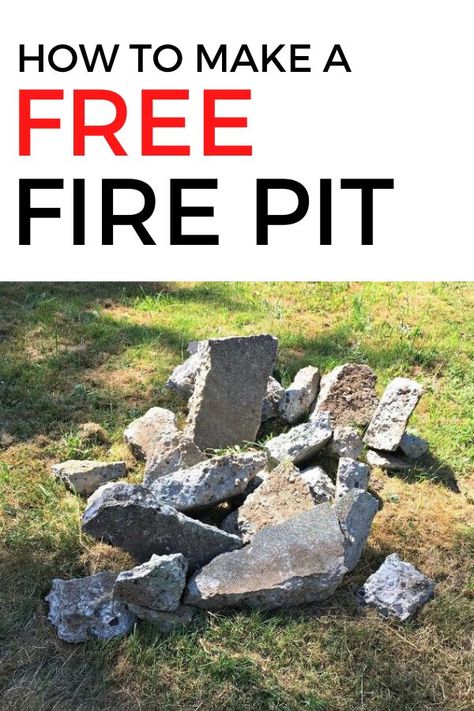 Fire Pit On A Budget, Easy Diy Fire Pit, Build A Fire Pit, Homemade Fire Pit, Diy Fire Pit Ideas, Make A Fire Pit, Fire Pit With Rocks, Make A Fire, Recycled Concrete