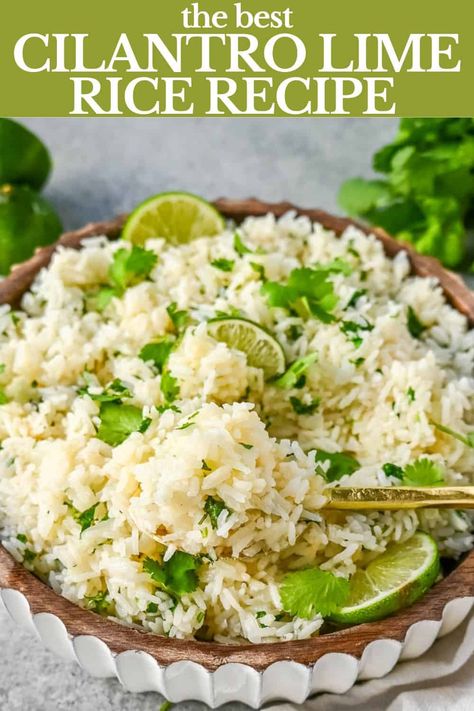 Easy Cilantro Lime Rice, Cilantro Lime Rice Recipe, Mexican Entrees, Lime Rice Recipes, Cilantro Rice, Mexican Side Dishes, Rice Side, Rice Side Dishes, Easy Rice Recipes