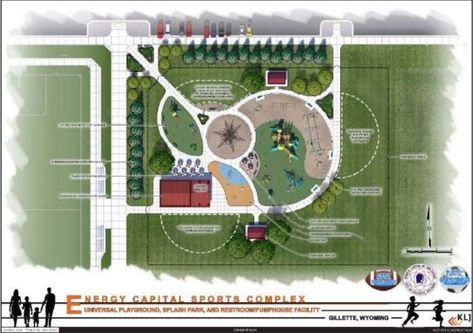 City splash park designs about halfway done | Local News | gillettenewsrecord.com Presentation Boards, Rectangular Landscape Design Plan, Park Site Plan, Community Park Design, Landscape Masterplan, Landscape Architecture Plan, Park Project, Landscape Design Drawings, Urban Design Concept