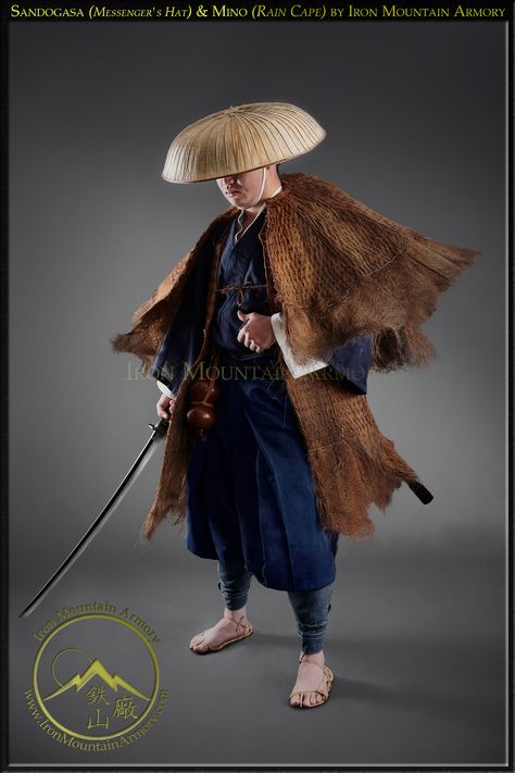 Samurai Outfit, Natural Rain, Samurai Clothing, Ronin Samurai, Costume Carnaval, Rain Cape, Samurai Armor, Outfit Png, Rain Hat