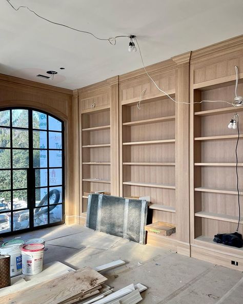 Beautiful progress in this new library we’re designing with @annedeckerarchitects for discerning clients in Virginia. Custom limed oak… | Instagram Oak Paneling, Custom Library, Library Cabinet, Home Library Rooms, Limed Oak, Secret Space, Love Luxury, Home Library Design, Oak Panels