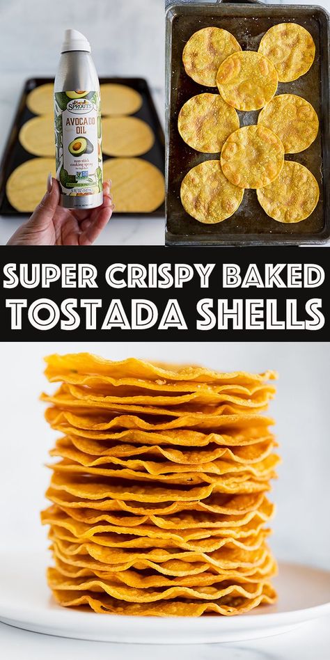 Making Tostada Shells In Oven, Recipes Using Tostadas, Homemade Tostadas Corn Tortillas, Tostada Topping Ideas, How To Bake Taco Shells In The Oven Corn Tortillas, Tostada Shells In Air Fryer, Oven Baked Tostadas, How To Make Tostadas In The Oven, Beef Tostada Recipes Mexican