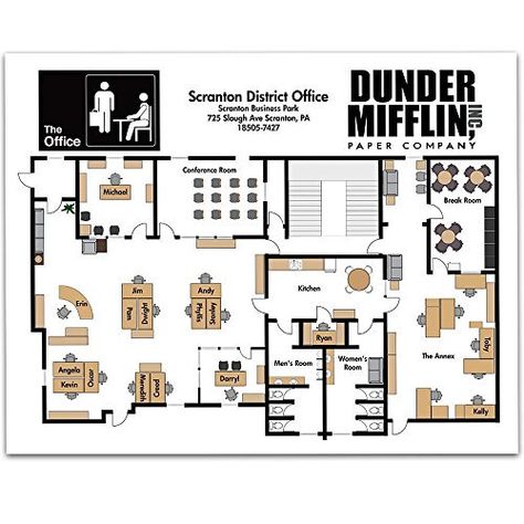 Apartment Blueprints, Office Floor Plan, The Office Show, Office Fan, Office Tv, Office Plan, Office Floor, Dunder Mifflin, Office Layout