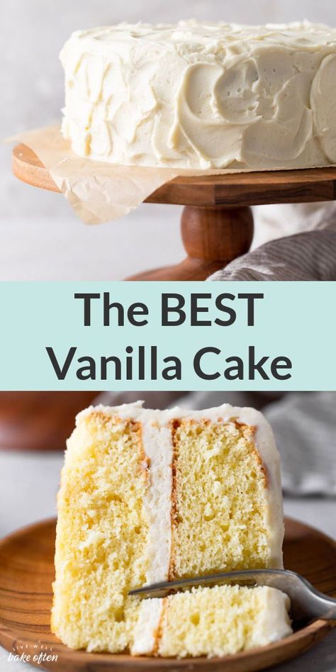 The BEST Vanilla Cake Recipe from Scratch Homemade Vanilla Cake Recipe, The Best Vanilla Cake Recipe, Vanilla Cake Recipe Moist, The Best Vanilla Cake, Vanilla Cake From Scratch, Best Vanilla Cake, Perfect Vanilla Cake, Live Well Bake Often, Best Vanilla Cake Recipe