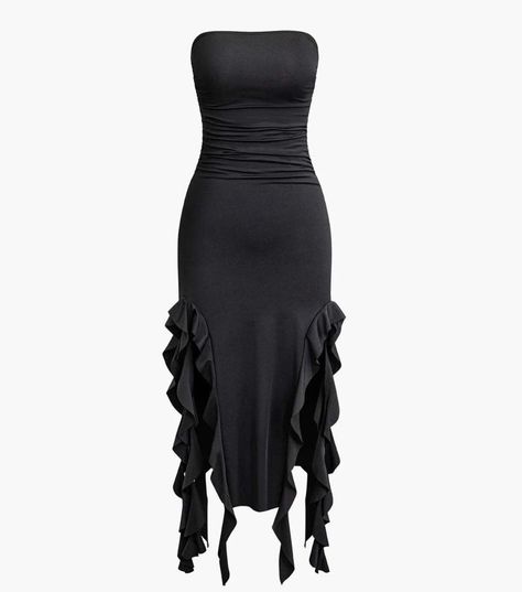 Ruffle hem bodycon dress❤️🖤 Shop now ! Dm us! [bodycon, dress, slim fit, body fit, body fit dress, bodycon dress, red, black, ruffle, ruffle hem , tube dress] Book Closet, Body Fit Dress, Tube Maxi Dress, Tube Maxi Dresses, Easy Hairstyles For Thick Hair, Diy Vetement, Dress Slim, Yellow Lace, Crop Top Sweater