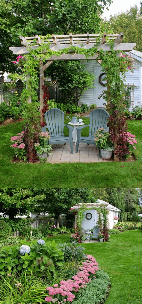 Beautiful Garden and Shed | Backyard Seating Area (Bench, Shed) Ideas and Designs #backyardseating #backyardshed #backyardbench #backyardpatio #backyardpatioideas #farmfoodfamily Shed Backyard, Garden Seating Area, Backyard Seating Area, Shed Ideas, Backyard Seating, Landscape Plans, Beautiful Backyards, Garden Seating, Garden Cottage