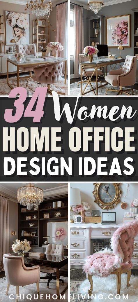 Transform your workspace with these 34 inspiring women's home office design ideas. Whether you’re looking for a chic and elegant setup, a cozy and functional space, or a burst of creativity and color, these ideas have you covered. Discover how to blend style with productivity through smart furniture choices, beautiful decor, and clever organization tips. From minimalist designs to luxurious touches, these ideas will help you create a home office that’s perfectly suited to your needs and tastes. Full Home Office Design, Modern Victorian Office Decor, Small Feminine Home Office Ideas, Bright Home Office Design, Home Office And Craft Room Combo, Female Office Ideas, Woman Home Office, Feminine Home Office Classy, Women Office Decor