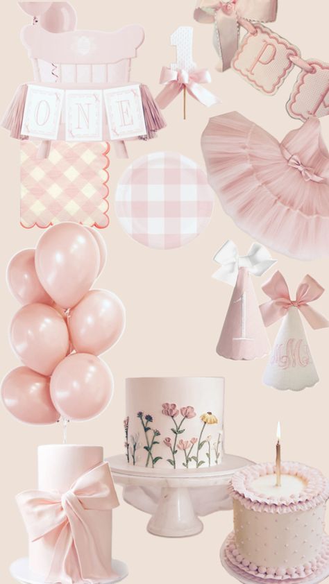 Girl First Birthday Theme, Baby Girl First Birthday Theme, Blush Pink Birthday, Pink Birthday Theme, Simple First Birthday, Girly Birthday Cakes, First Birthday Theme, Baby First Birthday Themes, Pink First Birthday