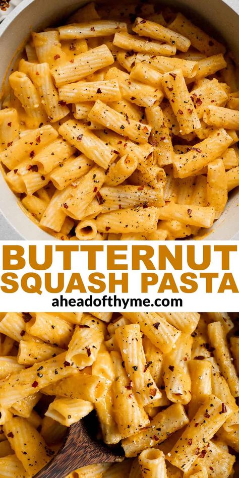 Grilled Cheese Social Baked Feta Butternut Squash Pasta, Butternut Squash Dinner Recipes Healthy, Butternut Squash Fettuccine Alfredo, Butternut Puree Recipes, Spicy Butternut Squash Pasta, Squash And Pumpkin Recipes, Vegan Butternut Squash Pasta Sauce, Butter Ut Squash Recipe, Butternut Spaghetti Recipes