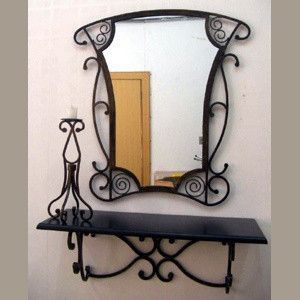 Rod Iron Decor, Frame Bathroom Mirror, Wall Mirror Vanity, Wrought Iron Mirror, Cheap Mirrors, Frame Bathroom, Classy Furniture, Console Table Living Room, Wrought Iron Furniture