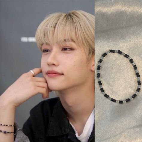 Felix Beaded Bracelet, Felix Bracelet Skz, Felix Beads Bracelet, Skz Jewelry Diy, Jewelry Kpop Skz, Skz Beads Bracelet, Straykids Bracelet Ideas, Straykids Accessories, Stay Bracelet Skz