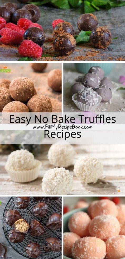 Easy No Bake Truffles Recipes - Fill My Recipe Book Diy Truffles Recipes, Truffles Easy No Bake, Brownie Truffles Recipe, Chocolate Oreo Cookies, Cookies Raspberry, Nutella Truffles, Truffles Recipes, Wedding Cookies Recipe, Truffle Recipe Easy