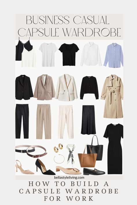 Parisian Office Style Work Outfits, Business Casual Capsule Wardrobe, Business Casual Capsule, Casual Capsule Wardrobe, Wardrobe For Women, Workwear Capsule Wardrobe, Minimalist Wardrobe Capsule, Workwear Capsule, Business Casual Dress Code