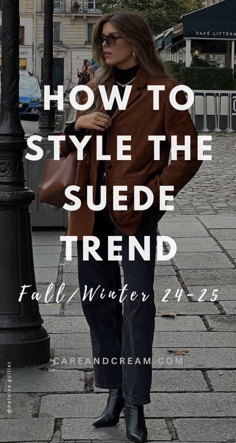 Find your perfect suede pieces and outfit inspirations. From suede jackets, blazers, and trench coats to boots and loafers, discover the suede trend 2024 with our guide. With curated fall winter outfits in shades of brown, tan, and beige, we present the suede outfit women will love, encapsulating the hottest fall fashion and fall trends. Suede jacket outfit ideas. Fall Brown Outfits For Black Women, Sherpa Suede Jacket, Tan Slouchy Boots Outfit, Oversized Suede Jacket Outfit, Vintage Suede Jacket Outfit, Suede Jacket Outfit 2024, Beige Suede Jacket Outfit, Suede Outfit Women, Suede Loafers Outfit Women