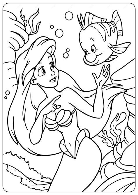 Ocean Coloring Pages For Kids, Fish Coloring Pages For Kids, Disney Coloring Pages Printables, Princess Coloring Sheets, Free Disney Coloring Pages, Ariel Coloring Pages, Disney Coloring Sheets, Ocean Coloring Pages, Fish Coloring