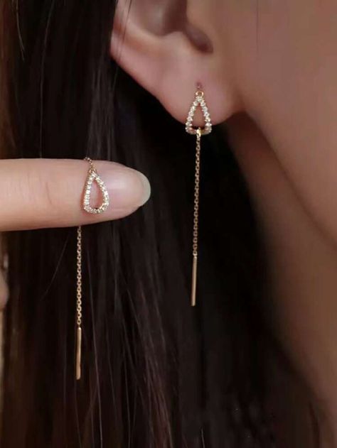 Unique Gold Jewelry Designs, The Bling Ring, Threader Earrings Gold, Gold Earrings Models, Modern Gold Jewelry, Classy Jewelry, Fancy Jewellery, Gold Earrings Designs, Jewelry Lookbook