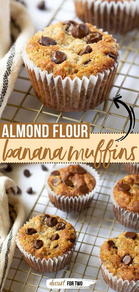 Banana Almond Flour Muffins, Gluten Free Muffin, Almond Flour Desserts, Almond Flour Banana Muffins, Almond Flour Banana, Glutenfri Baking, Almond Flour Muffins, Banana Muffin Recipe, Banana Chocolate Chip Muffins