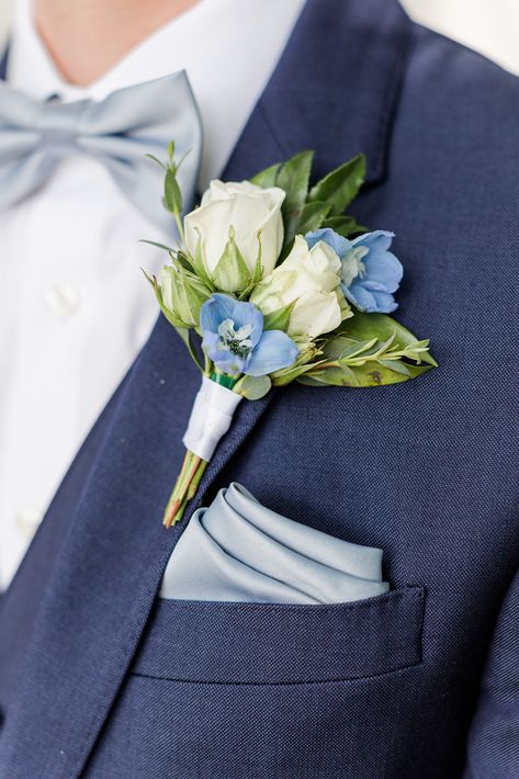 Dusty Blue And White Boutonniere, Wedding Butiner, White Green And Blue Boutonniere, Dusty Blue Wedding Corsage, Blue Hydrangea Wedding Boutonniere, Light Blue And White Corsage And Boutonniere, Dusty Blue And Pink Boutonniere, Blue And White Buttonhole, White And Navy Boutonniere