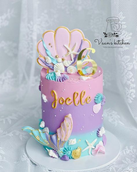 Mermaid 🧜‍♀️ Birthday Cake #birthdqaycakes #cupcakes #buttercreamcakes #fondantcakes #customcakes #handmadetopper #cakedecor #cakedesign #sydneycake #sydneycakes #vaanskitchen #spongecake #mermaidcake #mermaidcakes Mermaid Bday Cake, Purple Mermaid Cake, Mermaid Cake Design, Birthday Cake Mermaid, Mermaid Birthday Party Cake, Mermaid Cake Ideas, The Little Mermaid Cake, Mermaid Theme Cake, Ballerina Birthday Cake