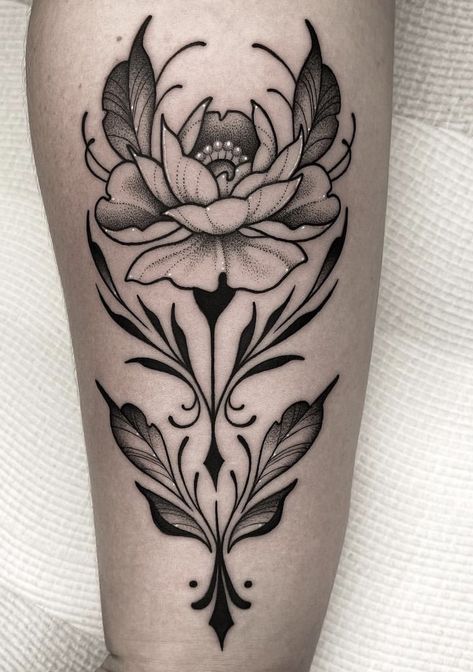 ♥ » Elegant flower ornament tattoo 🏷️: #blackwork #dotwork #flowers #floral #flowertattoo #floralart #ornaments #apprentice #aesthetic #tattoo #tattooideas #tattooart #tattoosforwomen #gothgirl #darkart #dark #tattoodesign #tiktok #pinterest #art #design #designideas #artwork #artist #tattoos #tattooed #girlswithtattoos #love #tattoolife #blackandgreytattoo #tattooed #picoftheday #gothic #dark #grunge #alternative #horror #black #creepy #darkartists #ink #dots #halloween #darkart Dark Delicate Tattoo, Gothic Flower Tattoo Design, Gothic Abstract Tattoo, Ornamental Plant Tattoo, Shoulder Top Tattoo, Folk Tattoo Black, Feminine Blackwork Tattoo, Art Deco Floral Tattoo, Gothic Flower Drawing