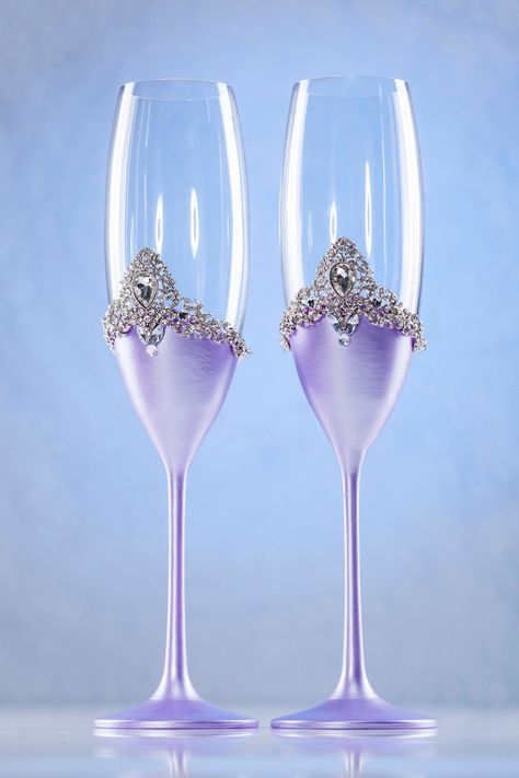 Dear Customers Shipping to America 2-3weeks Purple Silver Wedding Champagne Glasses Set of 2 In addition to it you can buy cake Server and knife, unity candle set, unity candle holders, candle ring with 4 candles Dear Customer, now we can propose purple color Flutes with design like at the picture with white Flutes Purple Silver Wedding, Purple And Silver Wedding, Unity Candle Holder, Wedding Cake Server Set, Purple Cake, Silver Wedding Cake, Bride And Groom Glasses, Purple Wedding Cakes, Toasting Flutes Wedding