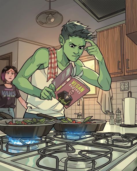 Gabriel Picolo, Learning How To Cook, Teen Titans Love, Raven Beast Boy, Original Teen Titans, Teen Titans Fanart, Teen Titan, Univers Dc, Raven Teen Titans