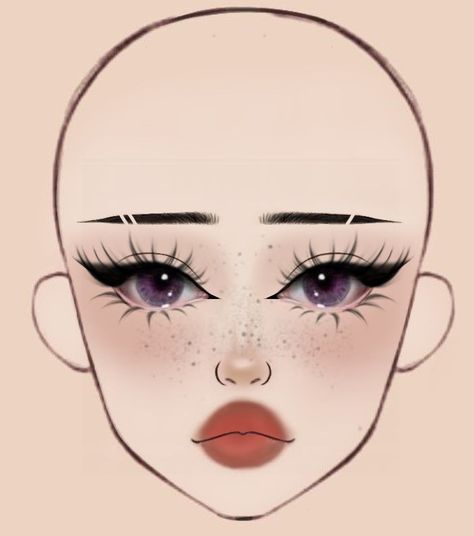 Eye Makeup Art Drawings, Makeup Looks With Freckles, Face Drawing Makeup, Makeup Inspo Alt, Anime Makeup Looks, Makeup Looks Drawing, Makeup Ideas Drawing, Makeup Template, Makeup Charts