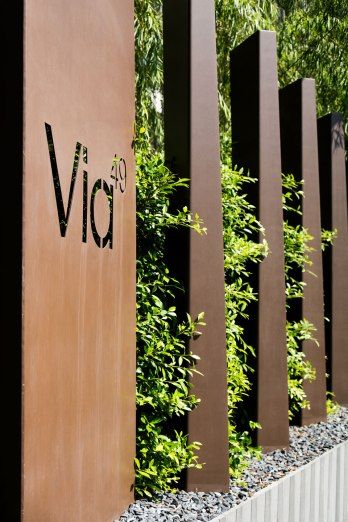 VIA Villa Landscape, Leighton Buzzard, Landscape Gardening, Landscape Architecture Design, Green Walls, Metal Fence, Corten Steel, Goldfinch, Fence Design