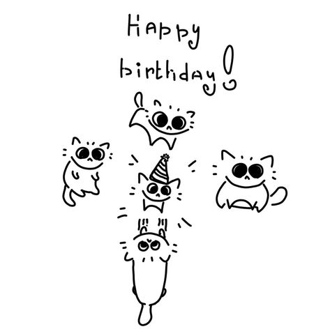 Открытка на день рождения с весёлыми котиками Silly Bday Cards, Cute Birthday Cat Drawing, Cute Happy Birthday Cards Drawing, Cat Drawing Birthday Card, Happy Birthday Funny Drawing, Cute Birthday Sketches, Cute Drawing For Birthday, Funny Birthday Doodles, Cute Drawings For Birthday Cards