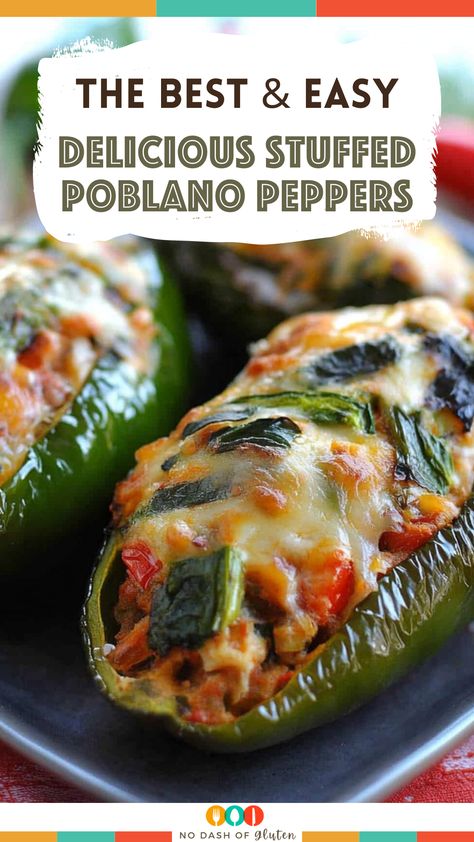 Delicious Stuffed Poblano Peppers Chicken Stuffed Jalapeno Peppers, Baked Poblano Pepper Recipes, Stuffed Poblanos Recipes, Stuffed Poblano Peppers Recipe, Stuff Poblano Pepper Recipes, Pablo Peppers Recipes, Recipe For Stuffed Peppers, How To Cook Poblano Peppers, Recipes With Poblano Peppers