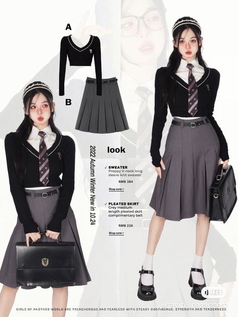 Female Preppy Outfits, Korean School Outfits Uniform, Pretty Preppy Outfits, Korean Preppy Outfits, Kpop School Uniform, Korean School Style, American School Uniform, American School Outfits, School Outfits Korean Style