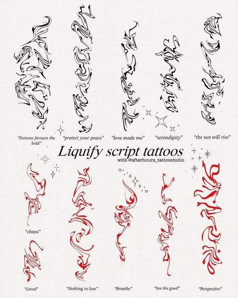 Liquified script tattoos ✨ #melbournetattoo #melbournefinelinetattoo #finelinemelbourne #finelinemelbournetattooartist #liquifiedtattoo… | Instagram Cute Script Tattoos, Liquify Tattoo, Elian Script Tattoo, Perspective Tattoo Illusions, Filigree Tattoo Sleeve, Tattoo Diagram, Laufey Tattoo, Script Arm Tattoo, Shared Tattoos