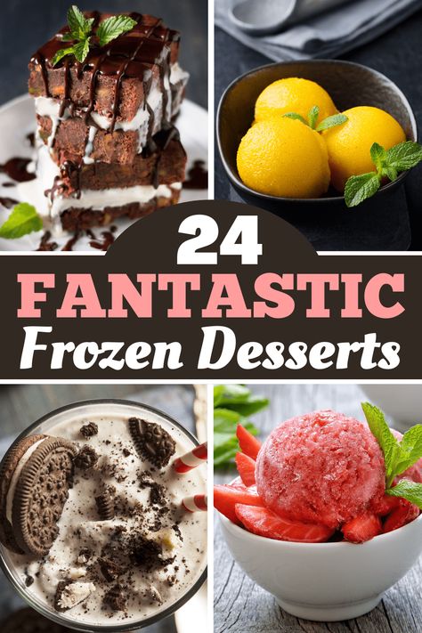 Looking for the perfect frozen dessert to cool off with? From ice cream cake to frozen cheesecake, these chilly desserts are a great way to beat the heat! Dessert Recipes For Summer, Frozen Dessert Recipes, Desserts For Summer, Homemade Fruit Popsicles, Frozen Cheesecake, No Egg Desserts, Recipes For Summer, Custard Desserts, Frozen Dessert Recipe