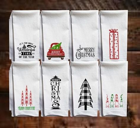 Flour Sack Set of 4 Christmas Designs Towel Dish Towel Funny | Etsy Holiday Hand Towels, Diy Towels, Funny Kitchen, Christmas Kitchen Towels, Christmas Towels, Kitchen Dish Towel, Christmas Dishes, Holiday Gift Sets, Kitchen Humor