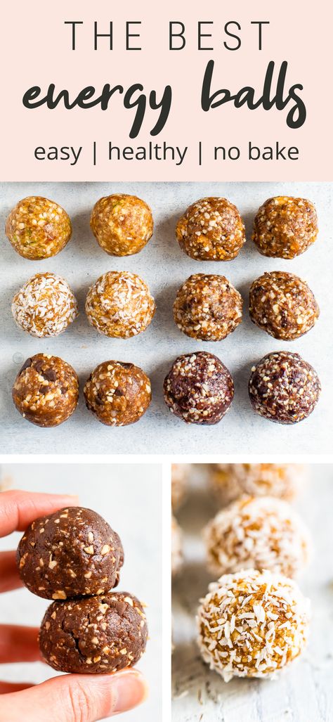 The ultimate guide to making date energy balls with the basic recipe, over 9 different flavors and how to store them! #energyballs #dates #vegan #glutenfree #mealprep #healthysnack #eatingbirdfood #snack Cereal Balls Recipe, Energy Date Balls Healthy, Power Balls Recipe With Dates, Booster Juice Energy Balls, Freezable Energy Balls, Booster Balls Recipe, Dates Power Balls, Oat Free Energy Balls, Date Cocoa Energy Balls