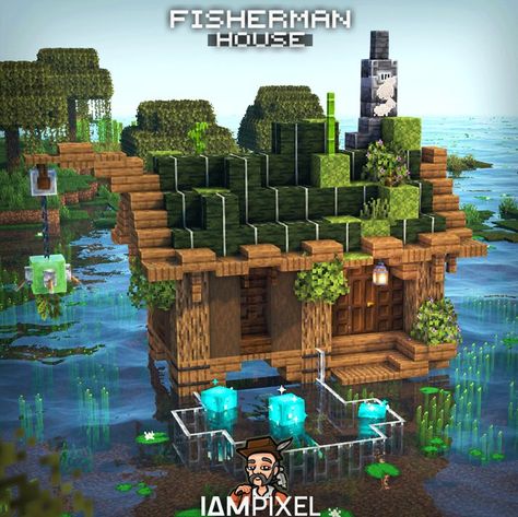 Minecraft Fisherman House, Minecraft Ocean Builds, Fisherman House, Mc Builds, Minecraft Houses Survival, Minecraft Structures, Minecraft Interior Design, Minecraft House Plans, Bangunan Minecraft