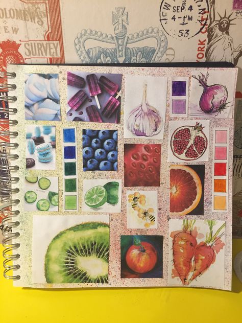 GCSE art mood board for food topic Gcse Art Mood Board, Art Mood Board, Photography Sketchbook, Sketchbook Layout, Food Makeup, Natural Form Art, Art Alevel, Gcse Art Sketchbook, A Level Art Sketchbook