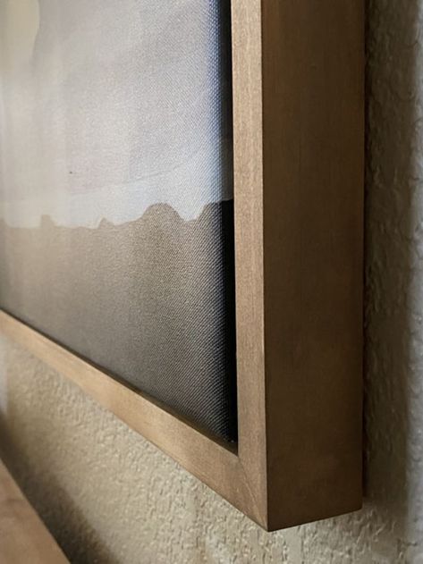 Wood Canvas Frame, Diy Wooden Frames Ideas, Float Frame Diy, Diy Gallery Frames, Making Frames For Pictures, Framing A Canvas Picture, Oil Painting Frames Ideas, How To Frame Fabric, How To Frame A Canvas Print